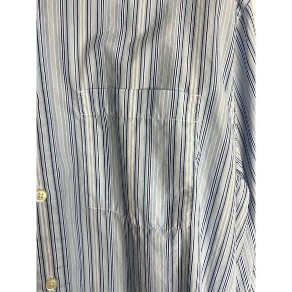 Gap Relaxed Fit Button Down Shirt Mens Medium Blue Striped Long Sleeve - Picture 3 of 8